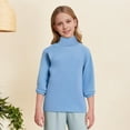 thumbnail image 3 of XinLfly Girls Clothes Clearance Warm Knit Sweater Pullover Long Sleeve Soft Turtleneck High Neck Solid Children Autumn Sweater,Blue,Blue 8-9, 3 of 7