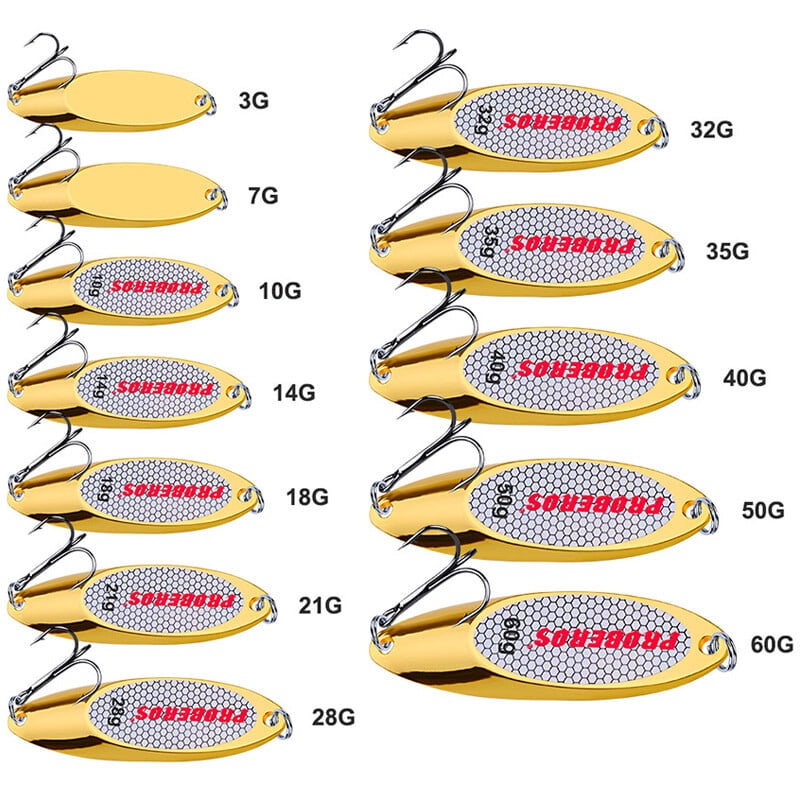 Lot 5X Metal Spoon Fishing Lure Bass Bait Stainless Steel Split Ring Treble Hook