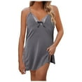 thumbnail image 1 of Conjunto de pijama sexy de satén para mujer: bata y camisón, poliéster, para casa y ocasiones especiales, 1 of 7
