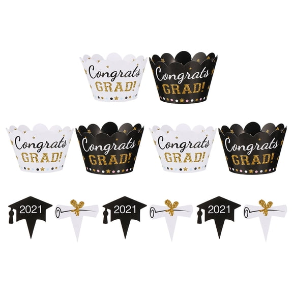 OATIPHO 72 Pieces Graduation Cake Toppers Assorted Color for Celebration Decoration