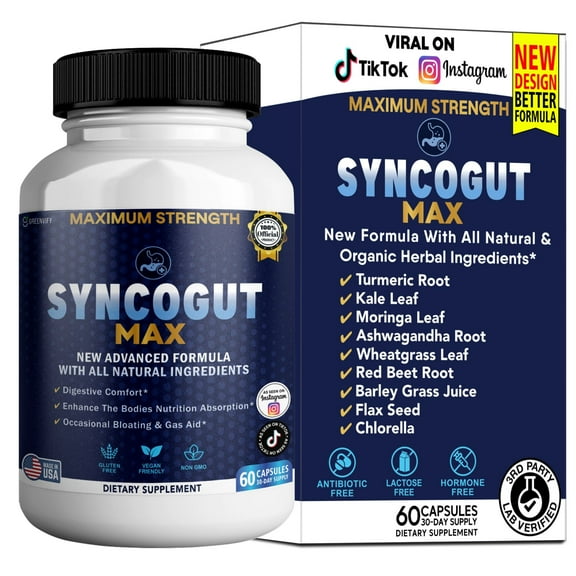 GreenVify Syncogut Max Digestive Health Support Supplement, 60 Capsules
