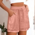 thumbnail image 4 of FengLS Womens Summer Shorts Comfy Lightweight Short Pants with Pockets Drawstring Elastic Waist Shorts Cotton-Linen Soild Shorts, 4 of 5