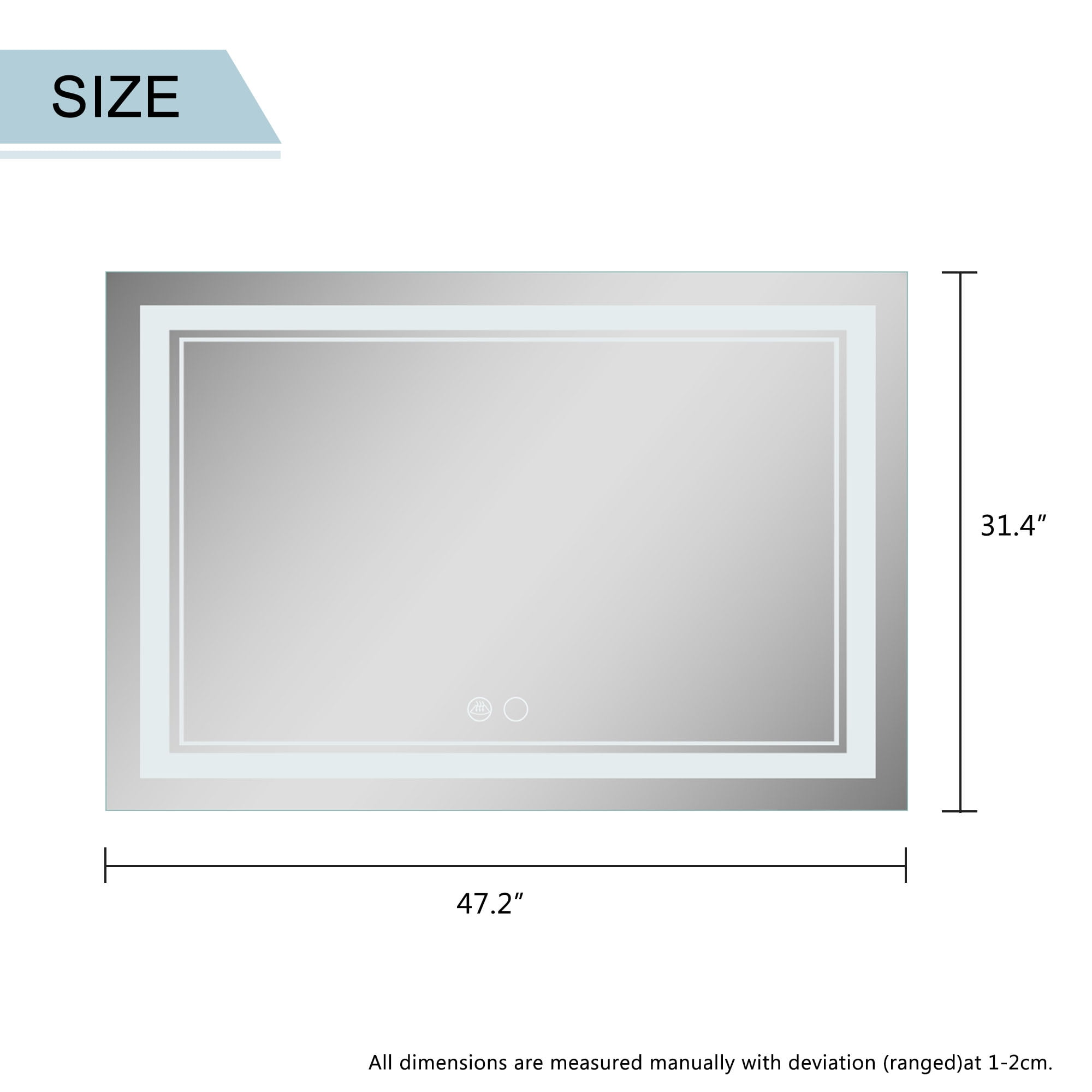 Modern Rectangle LED Wall-mounted Decorative Mirror, 47"x32", Demisted