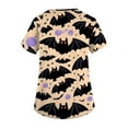 thumbnail image 3 of Dwralegc Halloween Scrub Tops Women Halloween Shirts Short Sleeve Funny Spooky Season Working Uniform Fun V Neck Scrub Shirts Pumpkins Printed Nurse Uniforms Khaki L, 3 of 5