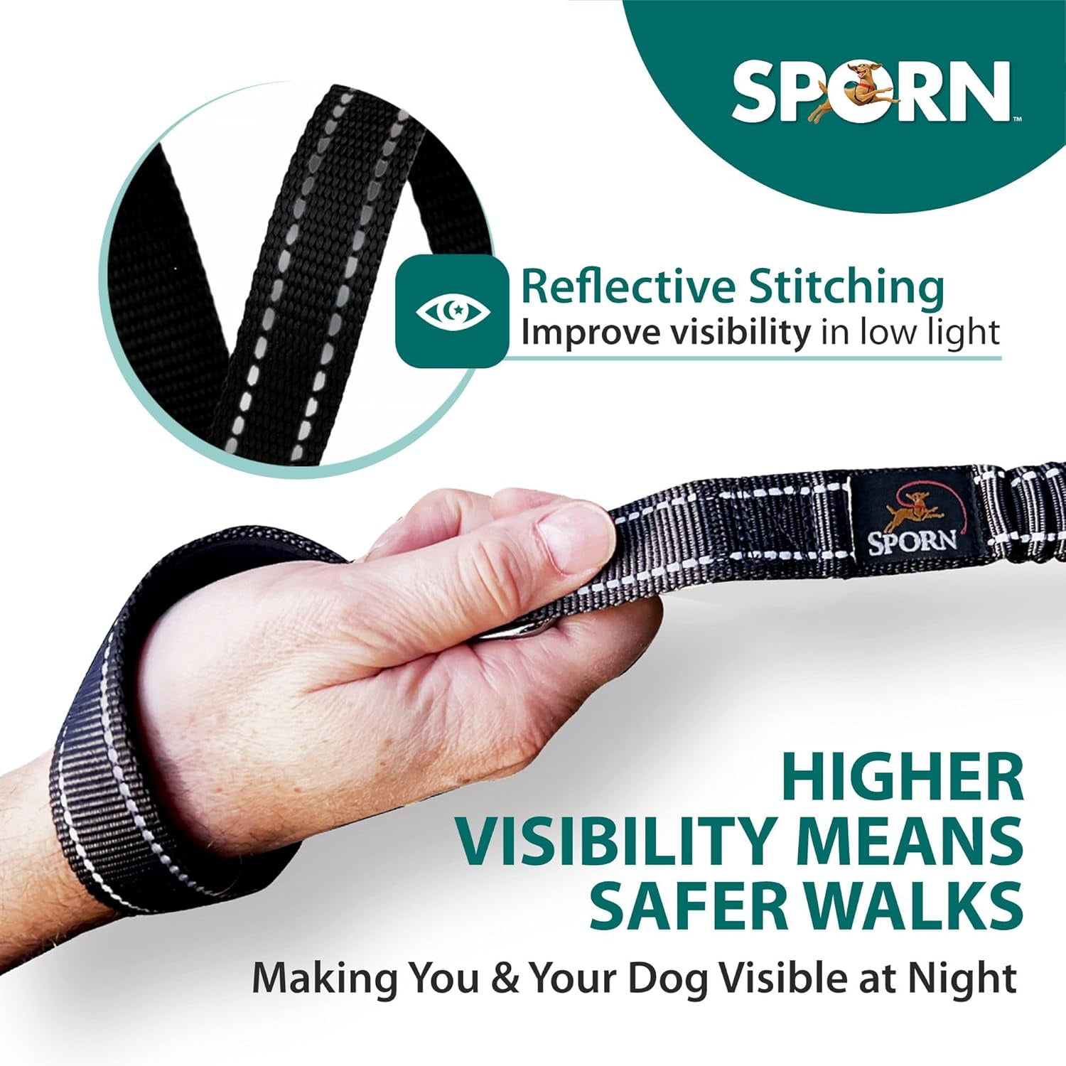 Sporn Child Co-Walk Training Dog Leash, 6 ft, Black