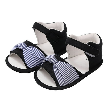 

Fsqjgq Baby Shoes Sandal Boys Boys Girls Open Toe Striped Bowknot Shoes First Walkers Shoes Summer Toddler Flat Sandals You and That Baby Booties Canvas Black 14
