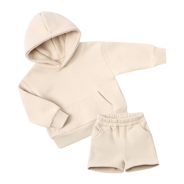 WEAIXIMIUNG Valise pour Garçons avec Roues Garçons Filles Ensemble 2 Pcs Chandail à Capuchon en Molleton Unisexe Enfants Manches Longues Hauts à Capuchon + Shorts Taille Élastique Poches Ensemble