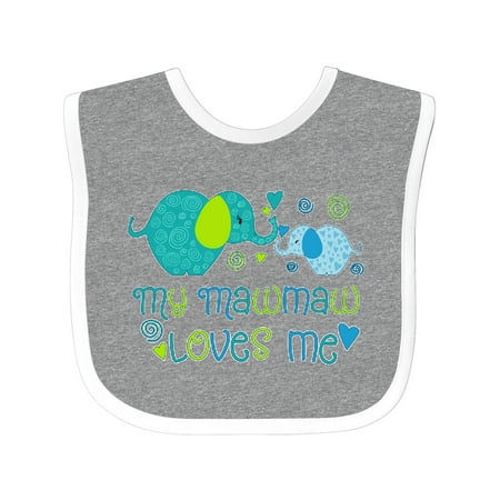 

Inktastic My Mawmaw Loves Me- Cute Elephants Gift Baby Boy or Baby Girl Bib