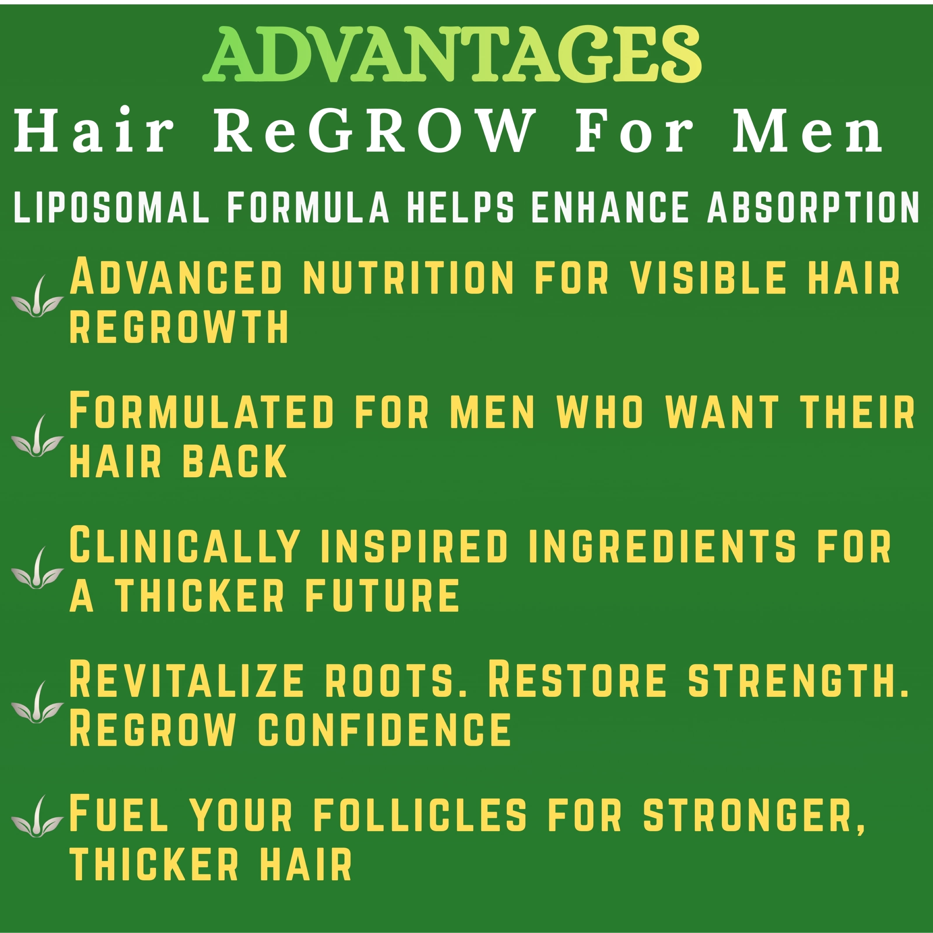 Nikoni Men's Hair ReGROW Liposomal Vegan Softgels with Biotin, Keratin, Saw Palmetto & Essential Nutrients-60 Vegan Softgels