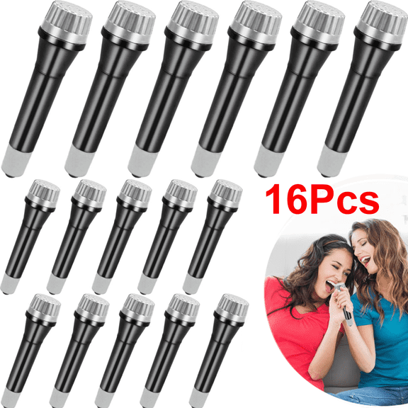 16 Pack Fake Toy Microphones Set, Plastic Microphone Props for Karaoke Stage Costume Role, 5.7 Inches Tall