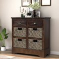 thumbnail image 2 of Deiokin Armoire de Rangement Rustique avec Paniers en Rotin, Buffet Champêtre de 28 Pouces pour Salon, 2 of 8