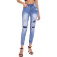 thumbnail image 4 of Pantalones vaqueros de cintura alta para mujer, ajustados, elásticos, ajustados, con control de barriga, pantalones vaqueros150-blue14, 4 of 5