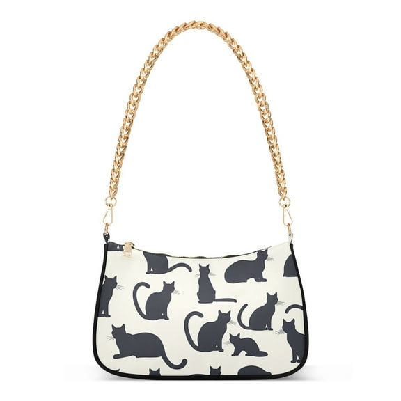 Cat SilhouettesWomen Small Shoulder Bag Crossbody Tote Hobo Bags Purse Clutch Handbags with Chain Strap for Women