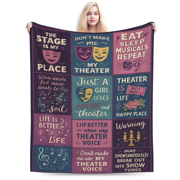 Theater Blanket Gifts for Women, for Girls, Musical Theater Present for Men, Birthday Gifts for Women, Warm Throw Blanket for Sofa, for Holiday, Birthday, Gifts for Fathers Day 50x40