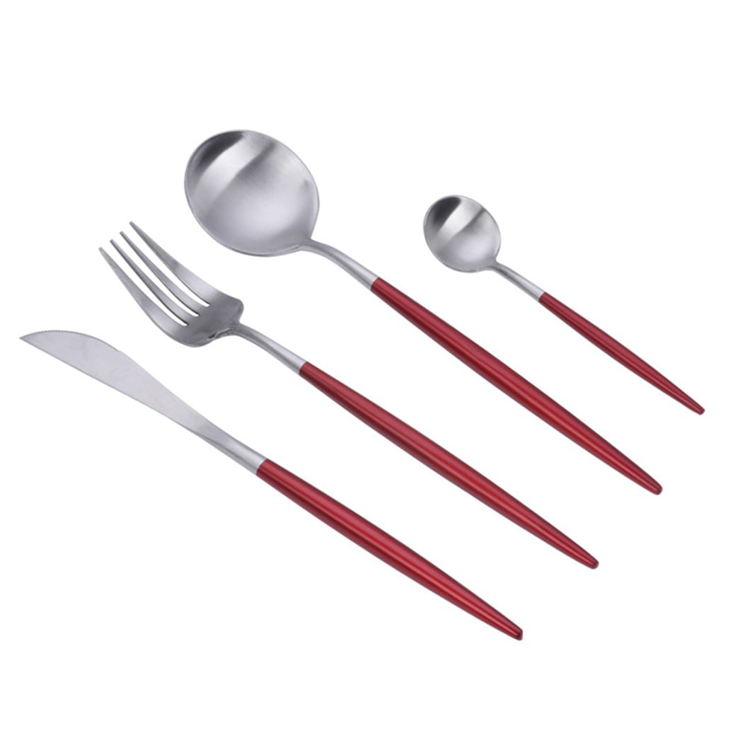 4Pcs Set Stainless Steel Cutlery Knives Forks Spoons Teaspoons Guests-Dining 