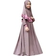 thumbnail image 4 of Abaya para niña, Hijab para niña, bufanda, vestido musulmán de dos piezas, ropa de oración de Ramadán, caftán árabe islámico, bata Khimar, 4 of 5