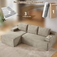 thumbnail image 5 of 96" Boneless Cloud Couch with Chaise, Modular Sectional Sofa for Living Room, No Assembly Required, Deep Seat Corduroy Couch, Camel, 5 of 8