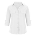 thumbnail image 4 of Kiplyki Fall Shirts for Women Long Sleeve Turndown Collar Button Shirt Tops, 4 of 8