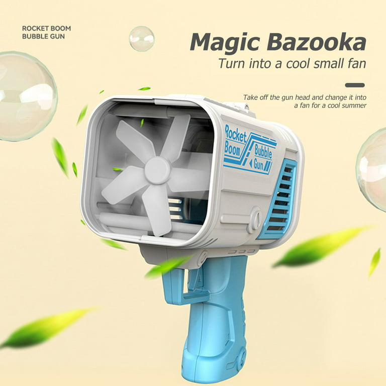 Bazooka Soap Bubble Gun 25 Holes Automatic Soap Rocket Bubbles Machine for  Kids