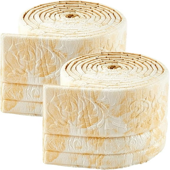 2 Rolls 91x4 Inch Wheat 3D Wall Edging Foam Flexible Wallpaper Border Crown Molding Peel and Stick Mirror Edging Frame Lines Wall Base Ceiling Baseboard for Home DIY Furniture Home Decor