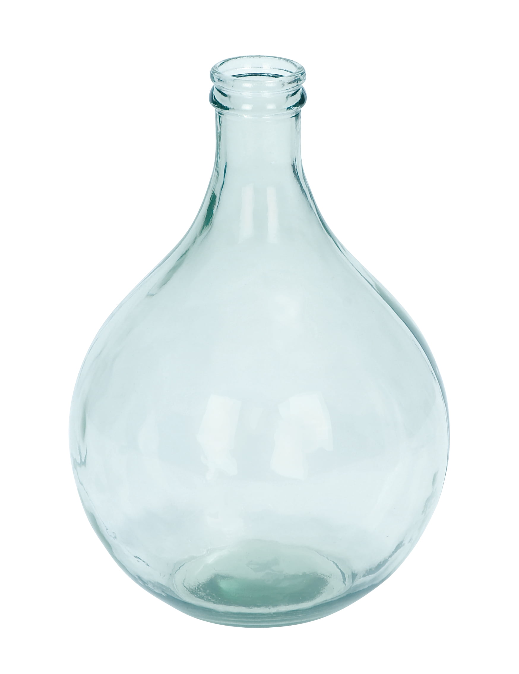 Decmode 17 Inch Modern Glass Bottle Vase With Spout, Clear