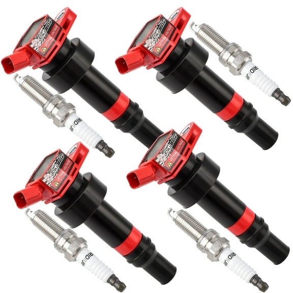 Set of 4 Ignition Coils Pack and Spark Plugs Compatible with Hyundai Kia Dodge Accent Veloster Rio Soul Attitude L4 1.6L Replacement for UF652