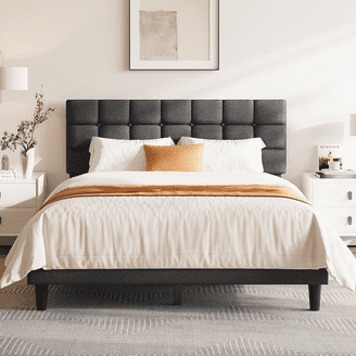 Reece Channel Stitched Upholstered Queen Bed, Sapphire Blue, by