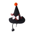 thumbnail image 3 of Qocolcyl Pet Mini Witch Hat for Cats Small Dogs, Glitter Bow Pom Pointed Witch Costume Hat, Adjustable Elastic Strap Halloween Decorations Pet Party Photo Prop Holiday Accessory Gift, 3 of 7