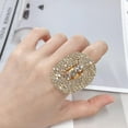 thumbnail image 2 of Sparkly Rhinestone Oval Rings for Women Adjustable Cocktail Statement Ring Pave Cubic Zirconia Crystal Chunky Geometry Open Wrap Knuckle Stacking Ring Promise Minimalist Fashion Jewelry for Her, 2 of 12