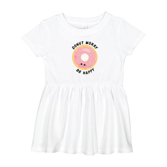 Inktastic Donut Worry Be Happy Pink Sprinkle Donut` Girls Baby Dress