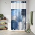 thumbnail image 6 of No Hook Shower Curtain, Navy Blue Ombre Shower Curtains for Bathroom with See Through Top Window, Modern Oil Painting Geometric Waterproof & Washable Bath Curtain Small Stall 36"x78", 6 of 9