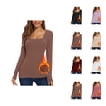 thumbnail image 1 of Womens Long Sleeve Tops 2026 Fall Winter Basic Square Neck Fitted Breathable Undershirt T Shirt, 1 of 7