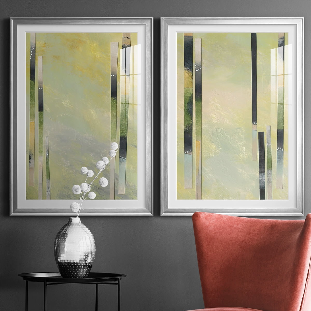 Wexford Home Neutral Assemblage III Premium Framed Print, 18.5" x 24.5" - Ready to Hang, Silver (Set of 2)