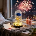 thumbnail image 3 of Light Up Rose in Glass Dome - LED Metallic Foil Rose Lamp with Warm Glow, Decorative Night Light for Home Decor, Gift for Anniversary Valentine's Day, 3 of 6