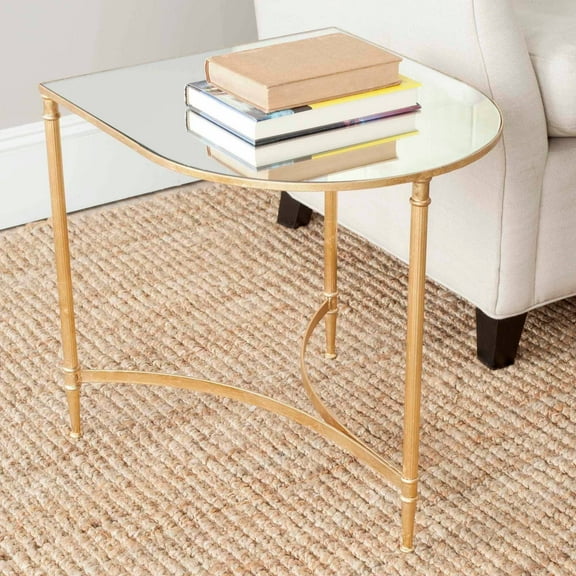 SAFAVIEH Nevin Glam Semi Dune Accent Table, Gold/Mirror Top