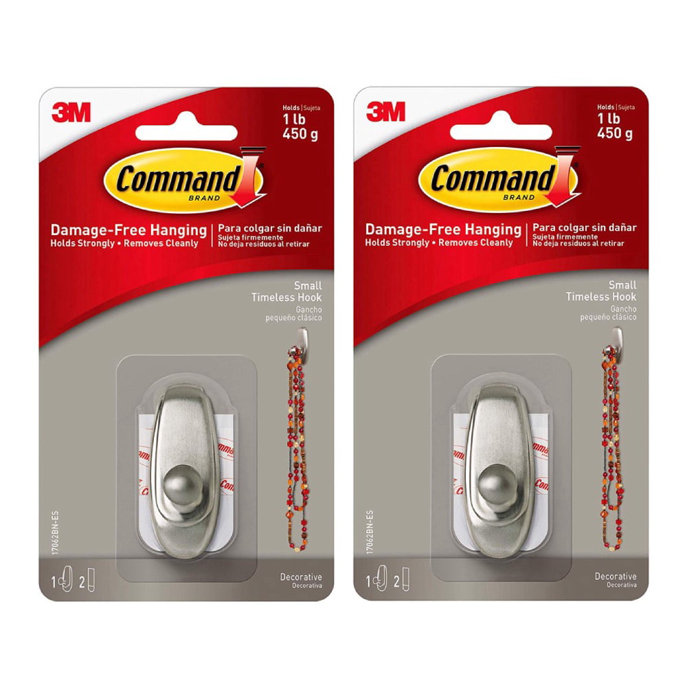 3M Command 17062BN Small Timeless Hook Decorative Hook Adhesive Damage ...