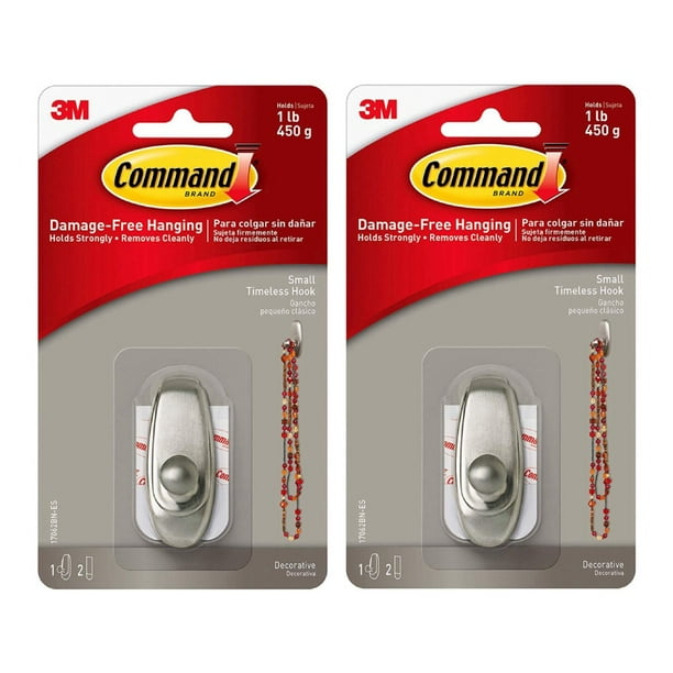 3M Command 17062BN Small Timeless Hook Decorative Hook Adhesive Damage