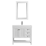 Pavia 36” Single Vanity in White with Acrylic under-mount Sink with Mirror