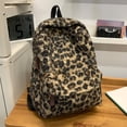thumbnail image 4 of HUISZJ Leopard Print Laptop Backpack, Retro Casual Backpack, Fuzzy Aesthetic Backpack for Work Travel Outdoor (Coffee), 4 of 10