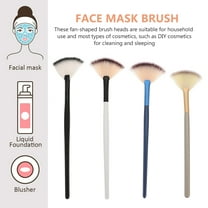 DINHEAROM White with Black Tips Makeup Cosmetic Brush 4Pcs 8.3x2.2in