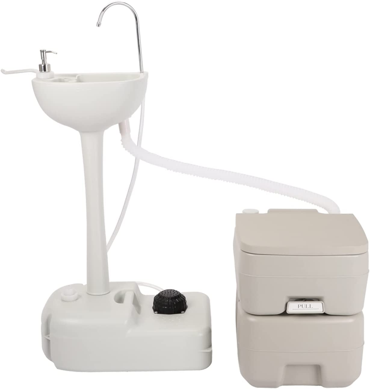 Portable Sink and Toilet Combo, 5 Gallon Hand Washing Station & 5.3 ...