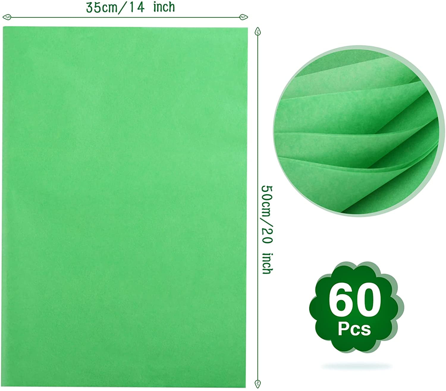  PLULON 60 Sheets Orange Green White Tissue Paper Bulks