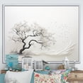 thumbnail image 1 of Designart Large Tree White Framed Wall Art, Grey White Tree Subtle Charm I , Trees framed wall art decor, Grey Traditional White Framed Wall Art, 32x24 inches White Color Frame, 1 of 5