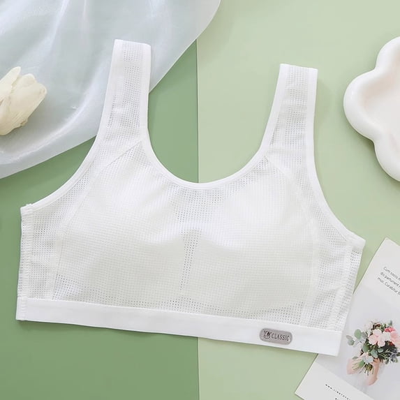 SHenli Girls Training Bras Soft Cotton Crop Tops Unpadded Racerback Kids First Bra Sports Bra for Girls Age 7-14