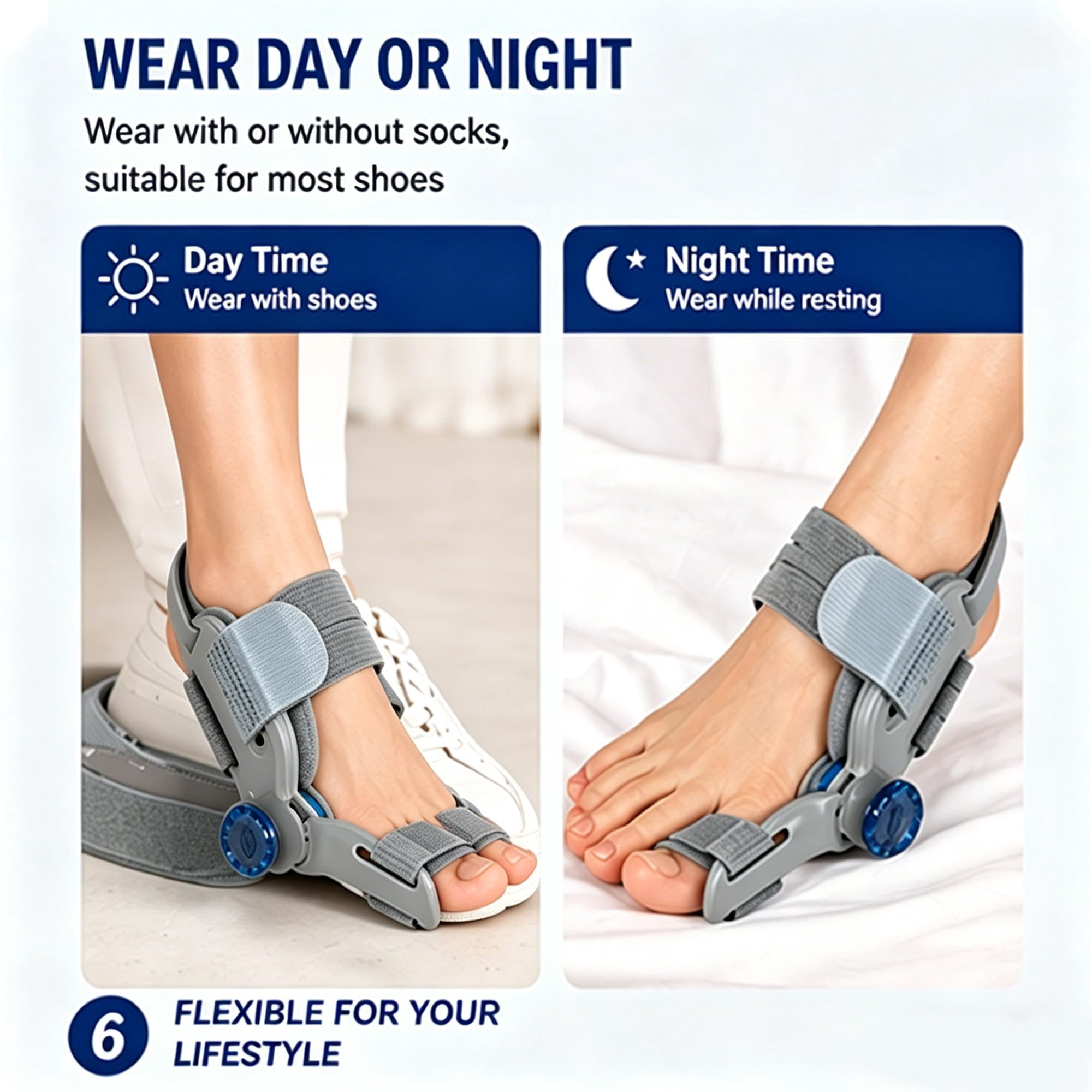 Nuleri Corrector de Juanetes, Adjustable Bunion Corrector for Women and Men with Tension Knob, Big Toe Straightener Splint, Left or Right Foot