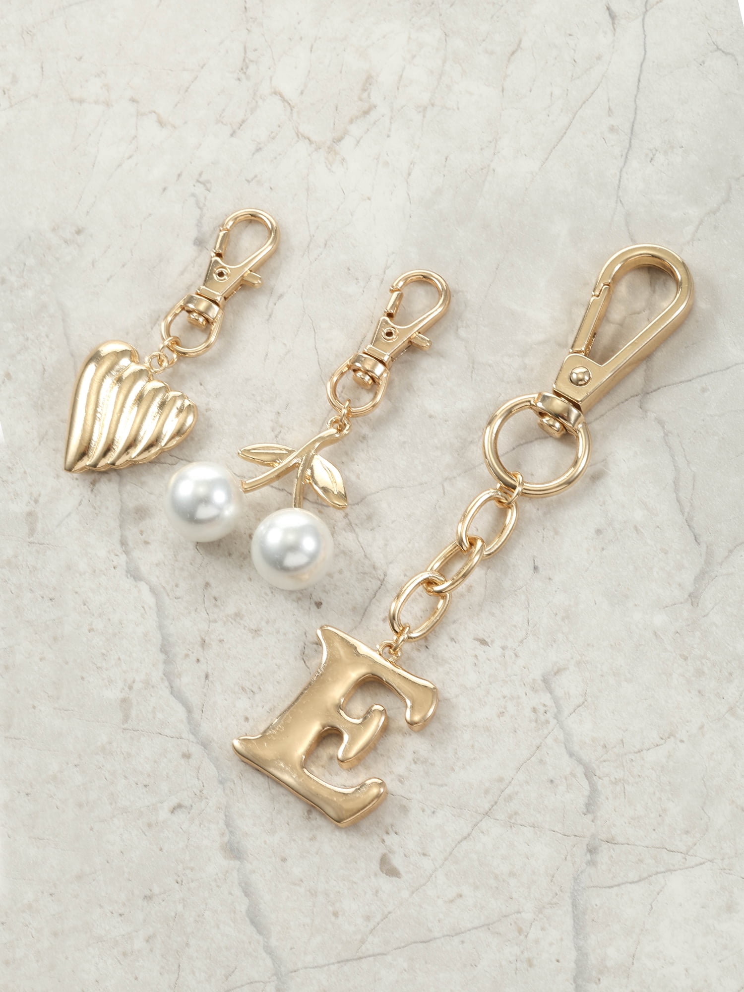 Time and Tru Goldtone Initial Letter Bag Charm Set, 3 Pieces, Letter E
