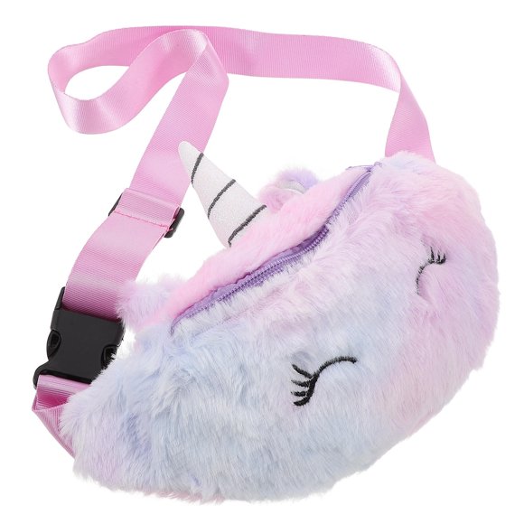 Luxshiny Baby Fanny Pack Kids Waist Pack Multi Color Polyester Fluffy Durable For School Daily Use 1Set