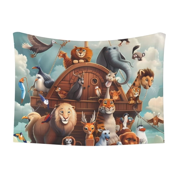 Naloa Animal Filled Noahs Ark Dog Blanket, 3 Sizes Cat Blanket for Indoor Cats Large Medium Small Dog Gifts-