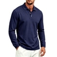 thumbnail image 2 of Sewkxo Men's Polo Shirt Long Sleeve Golf Shirts Lightweight Breathable Cool Shirts,Navy 2XL, 2 of 7