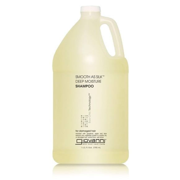 GIOVANNI Eco Chic Smooth as Silk Deep Moisture Shampoo - Apple + Aloe Extracts, Calms Frizz, Detangles, Wash & Go, Lauryl & Laureth Sulfate Free, Paraben Free, Color Safe - 128 oz